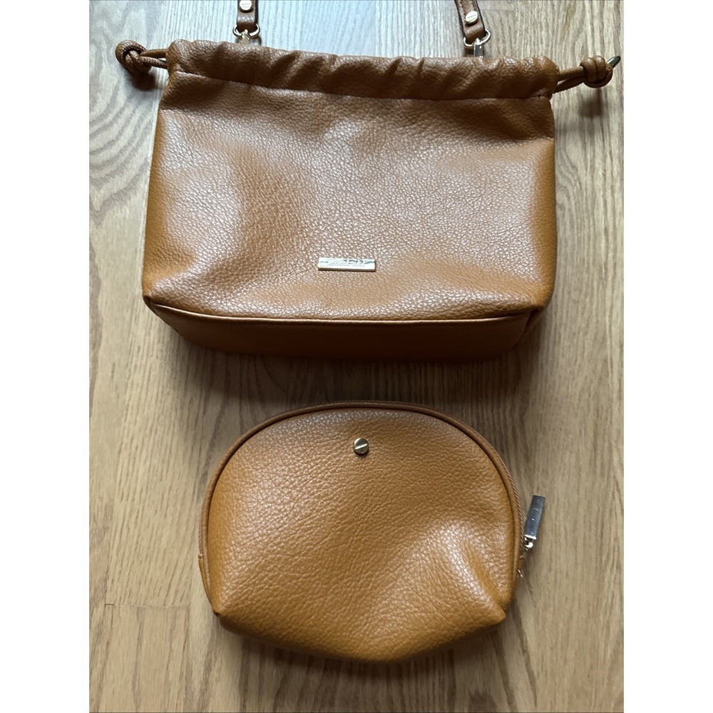 Mali + Lili Tan Vegan Leather Bucket Shoulder Bag New with Dust Bag NWT